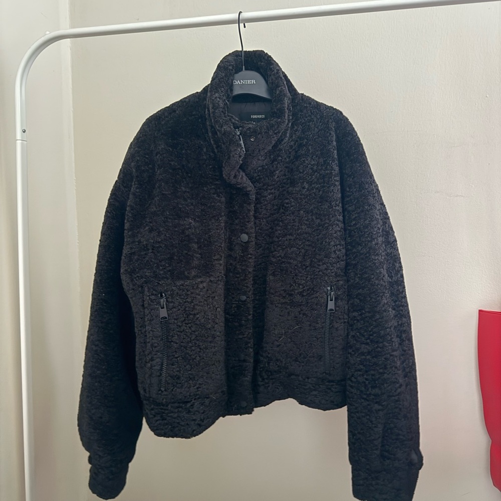 BLACK FAUX SHEEPSKIN Jacket